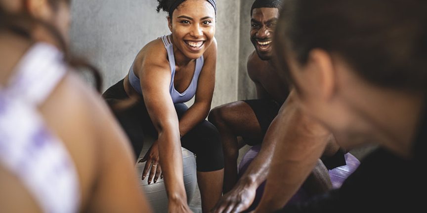 Workout group class at the gym